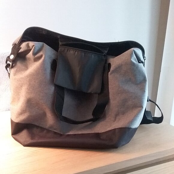 AARP CHARCOAL GRAY AND BLACK TRAVEL TOTE BAG WITH ZIPPERED CLOSURE - Picture 2 of 5